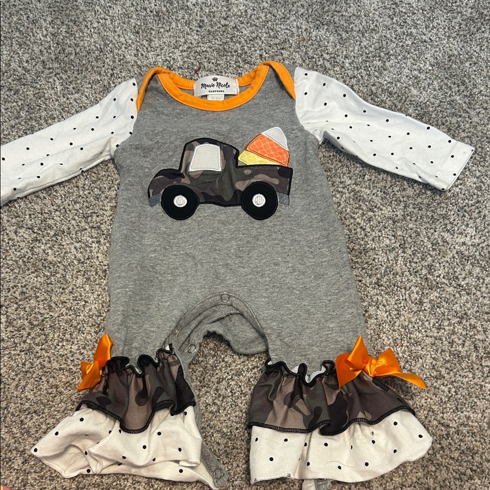 Gray and Orange Kids One Piece with Truck Design